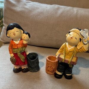 Charming Figurine Set with Orange and Yellow Accents